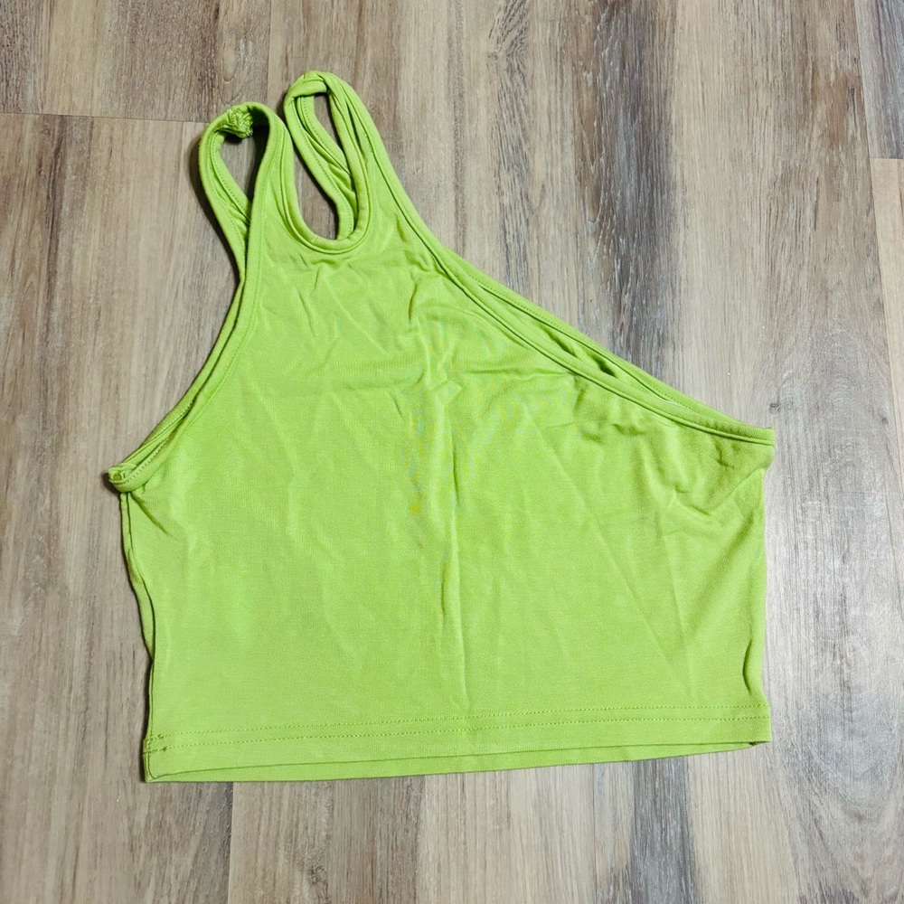 Lime Green one shoulder cropped tank size small by SHEIN - Picture 3 of 4